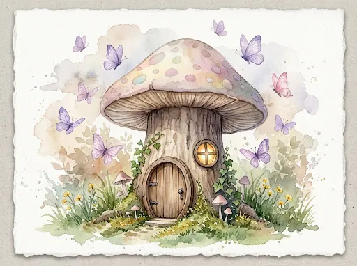 Casita de hongo en el bosque